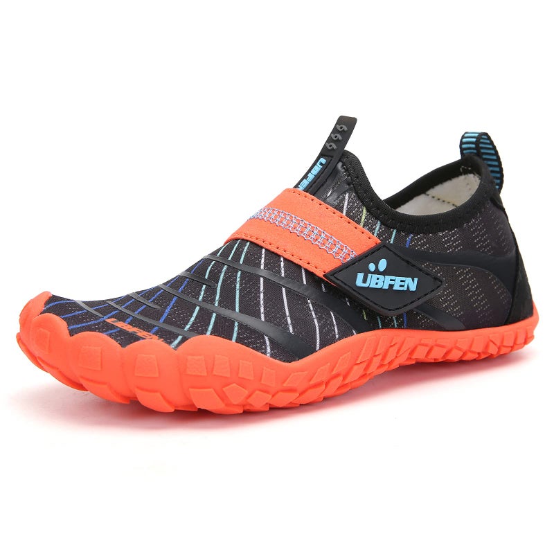 UBFEN Water Shoes for Kids Boys Girls Aqua Socks Barefoot Beach Sports Swim Pool Quick Dry Lightweight Toddler Little Big Kid A Black Orange 13 Little Kid - Image 2